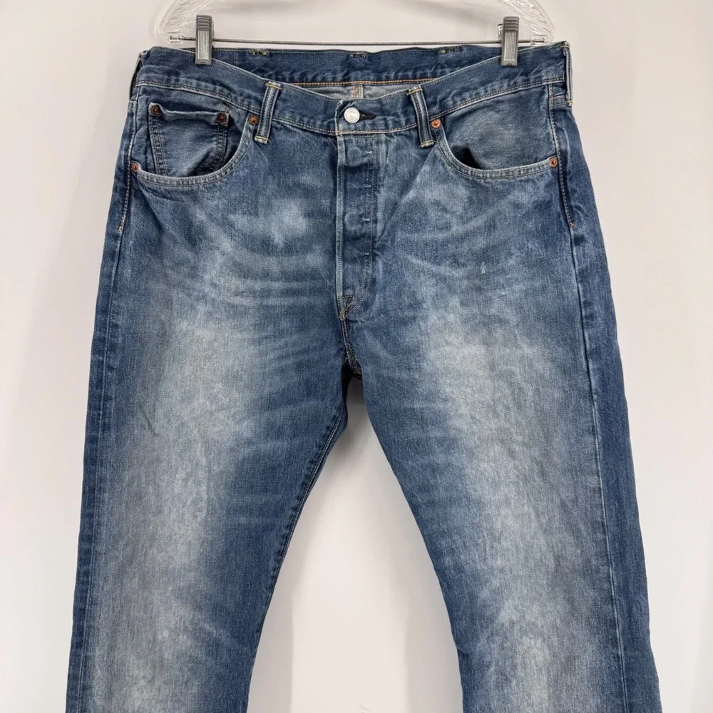 Levi's 501 Original‎ Fit Jeans Mens 38x32 Blue Medium Wash Straight Button Fly